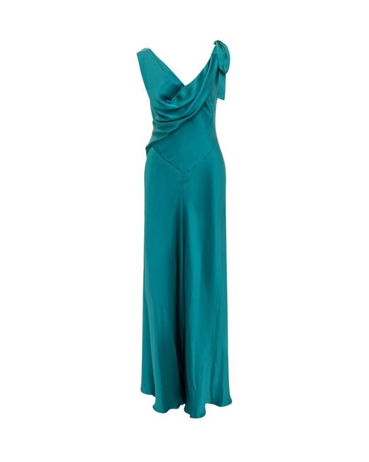Alberta Ferretti Blue Silk Satin Dress