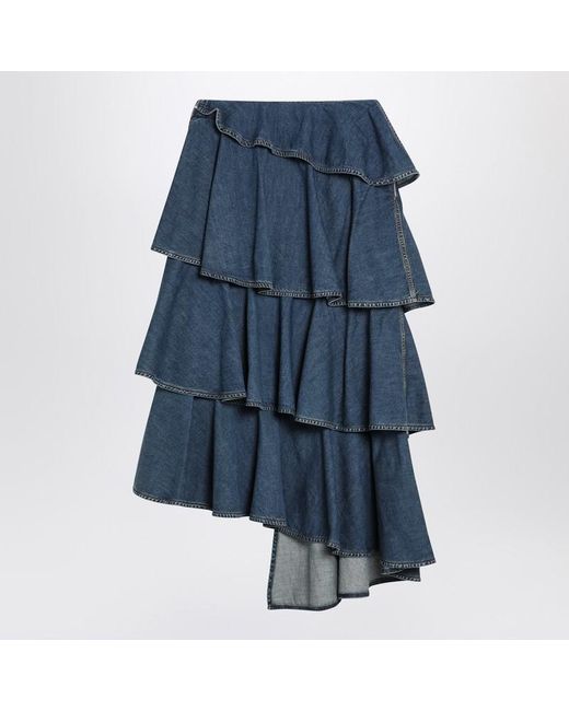 Alaïa Blue Asymmetrical Spiral Denim Skirt