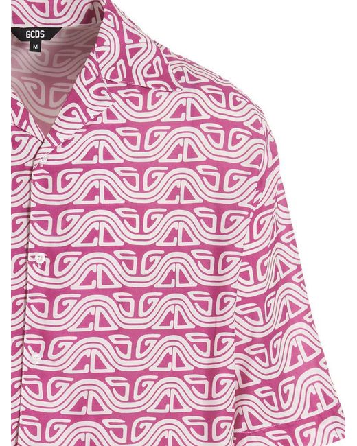 Gcds Pink 'Waved Logo' Shirt for men