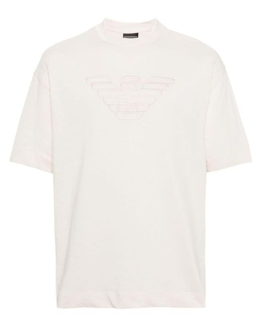 Emporio Armani White Logo Cotton T-shirt for men