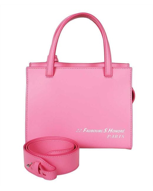 Lanvin Pink Logo Print Leather Handbag