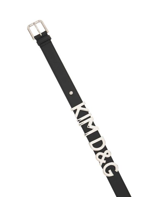 Dolce & Gabbana Black Lettering Leather Belt
