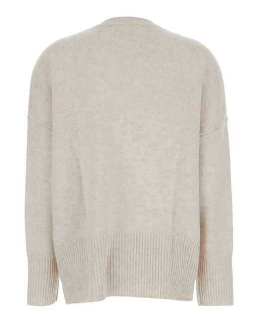 Lisa Yang Natural 'Mila' Sweater With Dropped Shoulders And Ribbed Trims