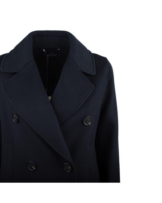 Max Mara Blue Double-Breasted Wool Caban