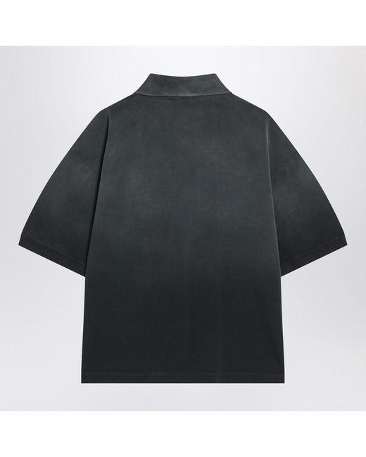 Alexander McQueen Black Faded Effect Polo Shirt In for men