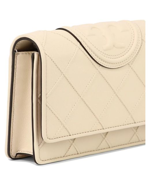 Tory Burch Natural "Fleming Soft" Wallet With Chain