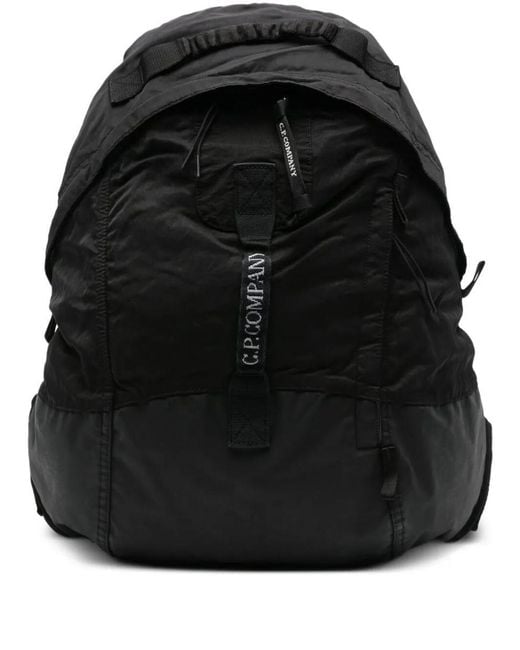 C P Company Black Nylon Backpack for men