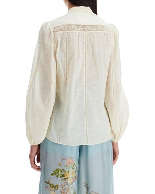 Zimmermann White Halliday Lace-Trimmed Shirt