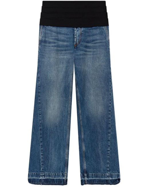 Stella McCartney Blue Tuxedo-embellished Wide-leg Jeans