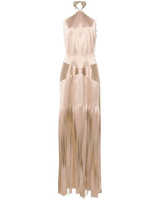Alberta Ferretti Natural Long Dress With Open Back