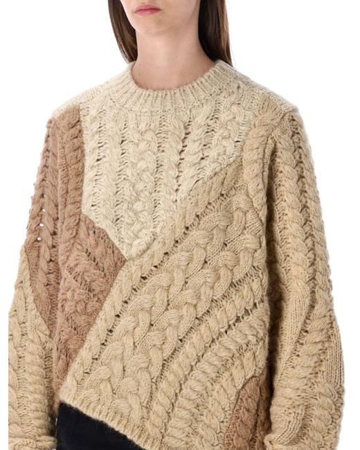 Isabel Marant Natural Patchwork Cable Knit Sweater