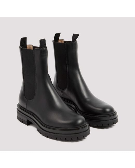 Gianvito Rossi Black Leather Biker Boots