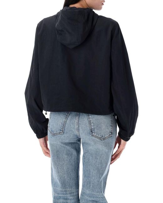 Burberry Blue Cropped Nylon Hooded Jacket