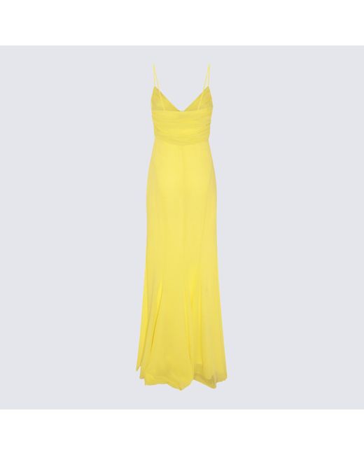 Blumarine Yellow Silk Maxi Dress