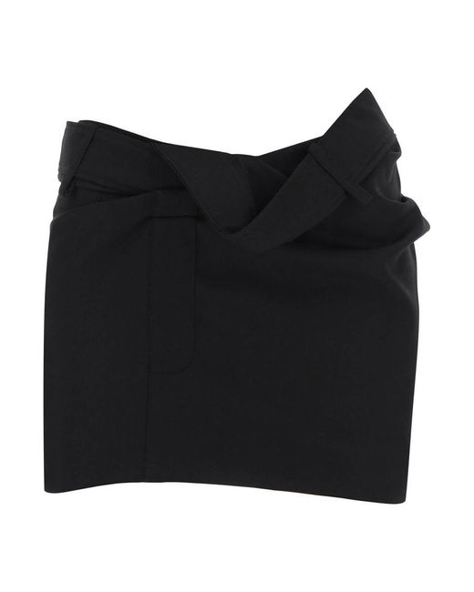 Jacquemus Black 'la Mini Jupe Bahia' Draped Mini Skirt