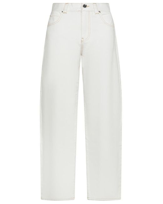 Pinko White Eloise Cotton Jeans With Flame Embroidery