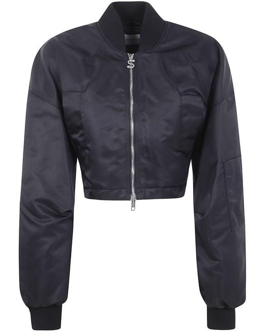 Sportmax Blue Cropped Nylon Bomber "Avenue" Jacket