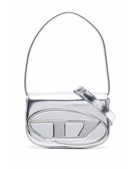DIESEL White Women Mirrored Leather 1dr Iconic Shoulder Bag