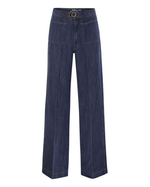 Polo Ralph Lauren Blue Wide-Leg Jeans With Bell Bottoms