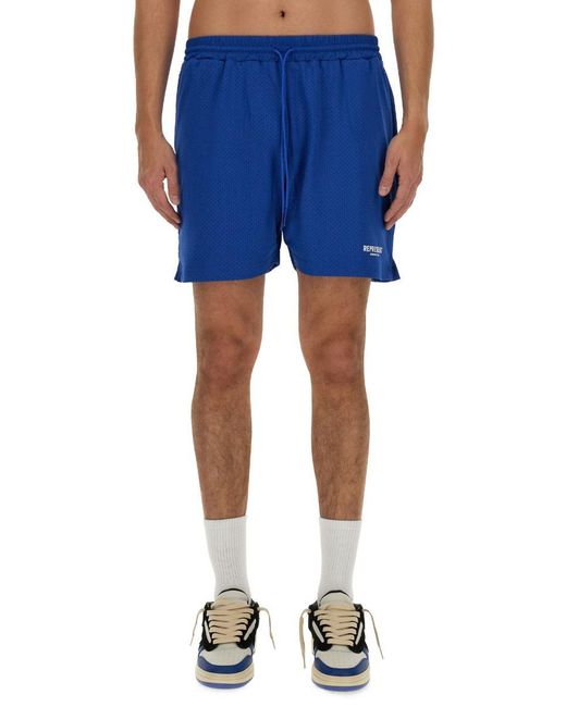 Represent Blue Mesh Bermuda Shorts for men