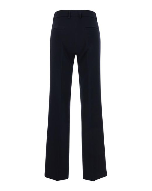Plain Blue Straight Pants With Belt Loops