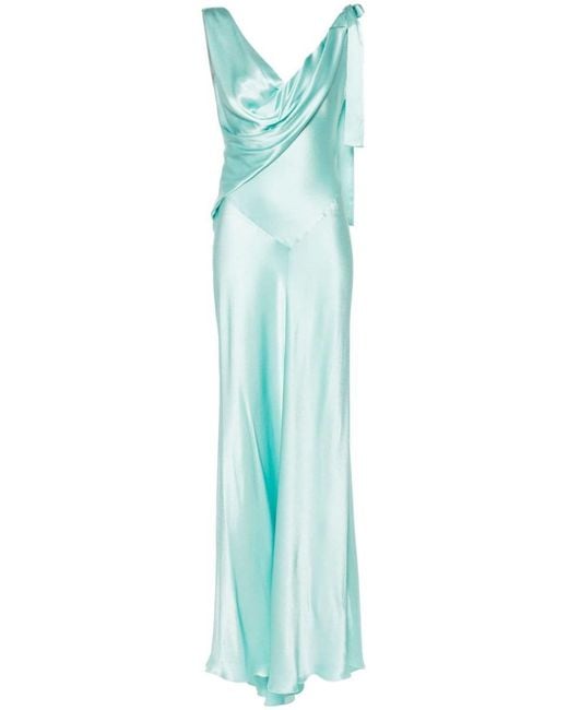 Alberta Ferretti Blue Dress With Draped Details