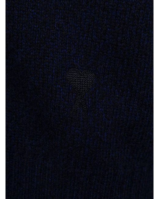 AMI Blue Cardigan With Adc Embroidery In Cashmere And Wool Blend Man for men