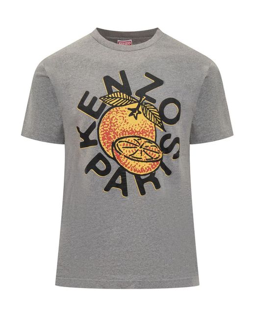 KENZO Gray T-Shirt With Print for men