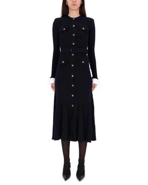 Self-Portrait Blue Midi Dress With Belt