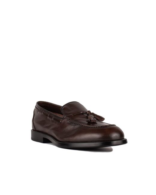 Alexander Hotto Brown Smooth Ebony Leather Loafer for men