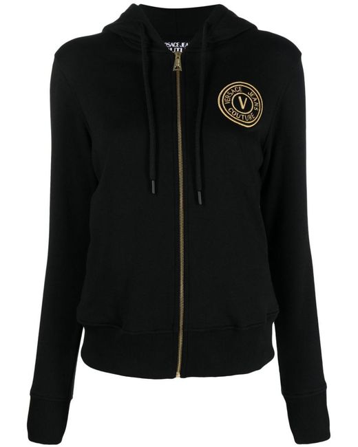 Versace Black Logo-embroidered Cotton Hoodie