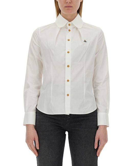 Vivienne Westwood White Shirt With Orb Embroidery