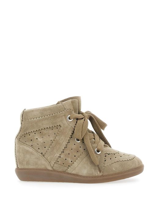 Isabel Marant Brown 'Bobby' Sneakers With Perforated Details And Fornt Lace-Up Closure