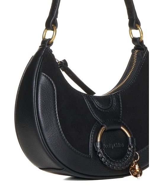 See By Chloé Black Hana Half-Moon Leather Shoulder Bag
