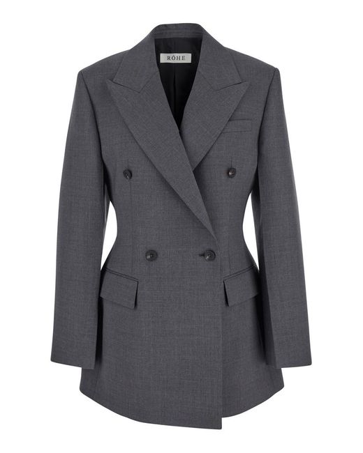 Rohe Black Double-Breasted Jacket With Peak Revers