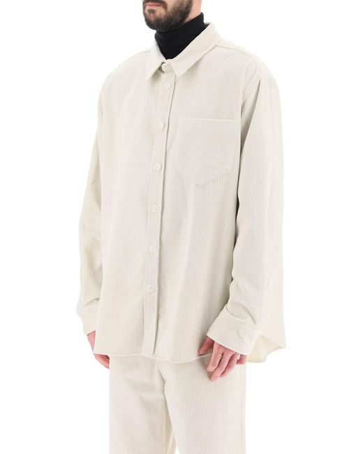 AMI White Cotton Corduroy Overshirt for men