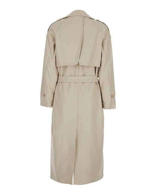 Urbancode Natural Double-Breasted Trench Coat With Wide Notched Revers