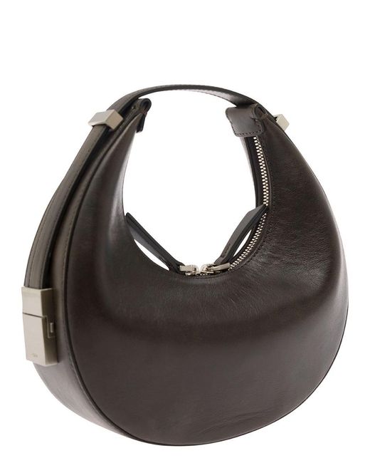 OSOI Black 'toni Mini' Brown Shoulder Bag With Engraved Logo In Leather Woman