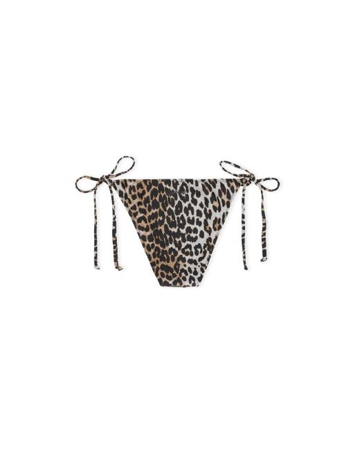 Ganni White Leopard-Print Bikini Bottom