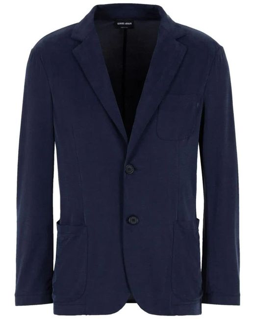 Giorgio Armani Blue Single-Breasted Jacket for men