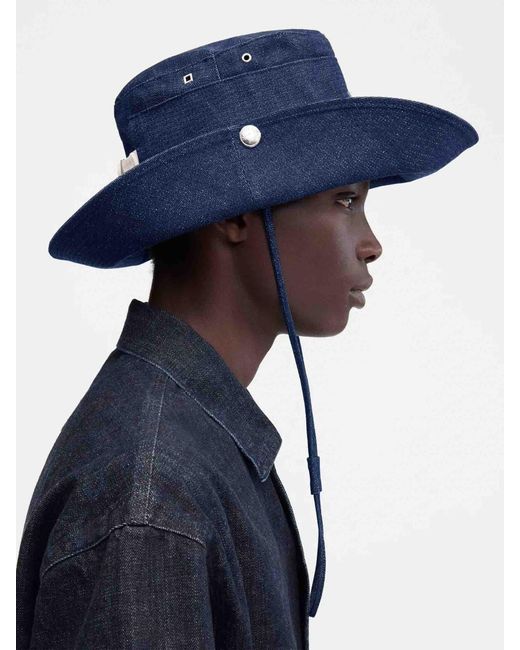 Jacquemus Blue Denim Fisherman Hat for men