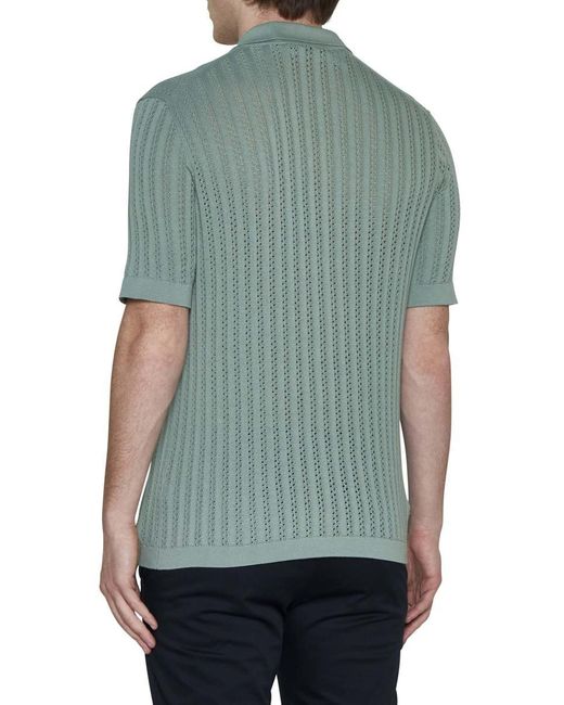 Tagliatore Green Crochet Ribbed Cotton Shirt for men