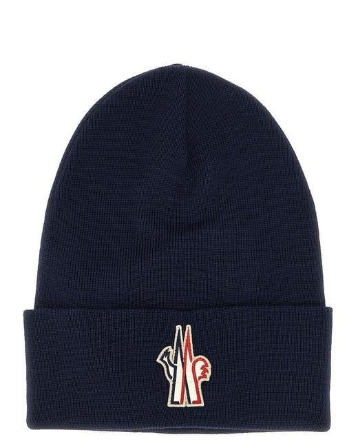 Moncler Blue Logo Patch Beanie for men