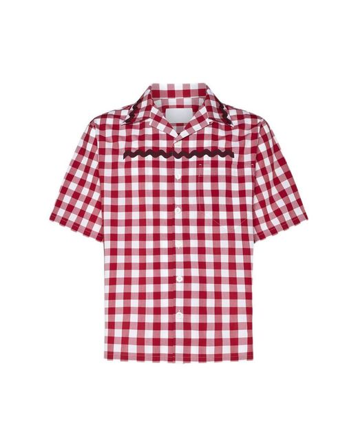 Prada Red Gingham Print Cotton Shirt for men