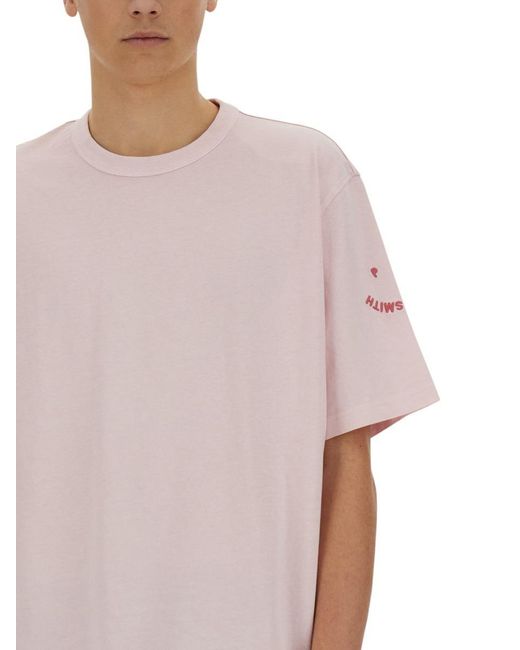 Paul Smith Gray Tshirt With Embroidery Ps Happy for men
