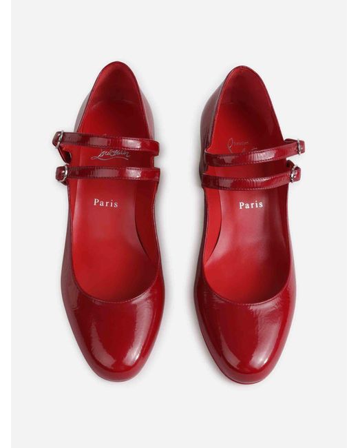 Christian Louboutin Red Miss Jane Patent Leather High Heel Shoes