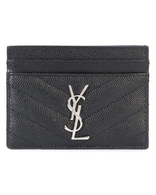 Saint Laurent Black Cassandre Matelassé Card Case