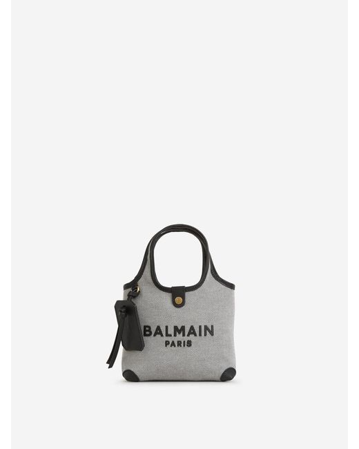Balmain White Mini B-army Shopper Bag