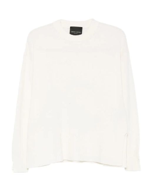 Roberto Collina White Wool And Cashmere Crewneck Sweater