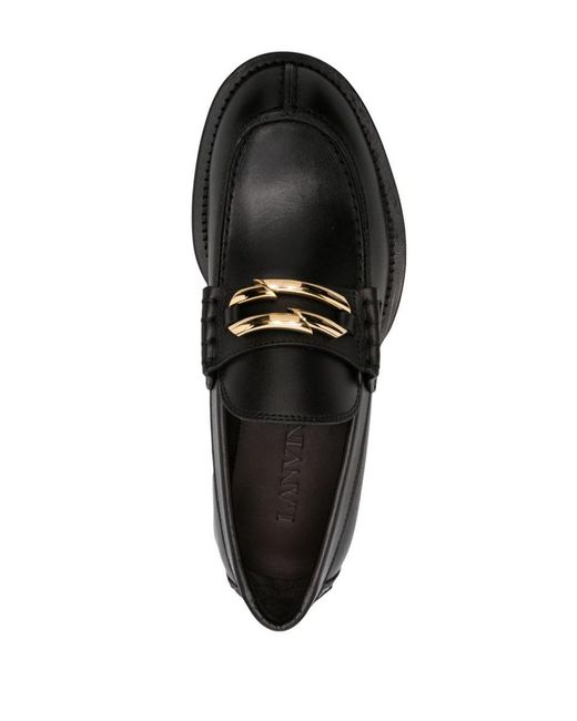 Lanvin Black Buckled Leather Loafers